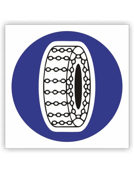 Znak drogowy Tablica informacyjna C18 nakaz używania łańcuchów przeciwpoślizgowych-znak nakazu 30x30 cm