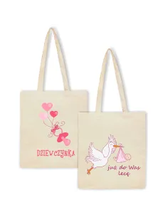 Eko Torba Ciążowa z nadrukiem PREZENT DZIEWCZYNKA dla przyszłej mamy