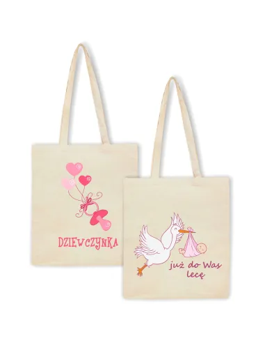 Eko Torba Ciążowa z nadrukiem PREZENT DZIEWCZYNKA dla przyszłej mamy