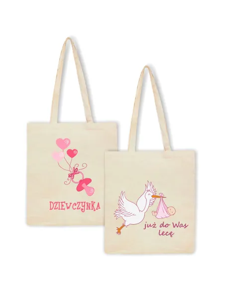 Eko Torba Ciążowa z nadrukiem PREZENT DZIEWCZYNKA dla przyszłej mamy