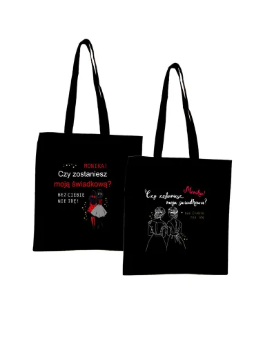 Eko Torba z nadrukiem PREZENT dla Świadkowej BEZ CIEBIE NIE IDĘ