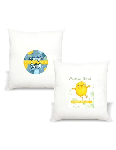 Poduszka z nadrukiem PREZENT na Wielkanoc Zajączka WESOŁYCH ŚWIĄT