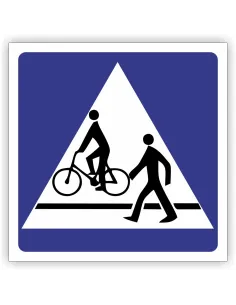 Znak drogowy Tablica informacyjna D6b przejście dla pieszych i przejazd dla rowerzystów -znak informacyjny 40x40 cm