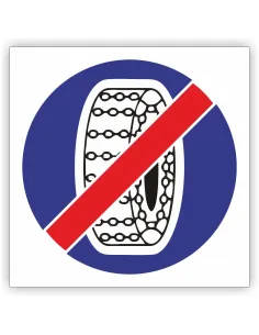 Znak drogowy Tablica informacyjna C19 koniec nakazu używania łańcuchów przeciwpoślizgowych-znak nakazu 60x60 cm