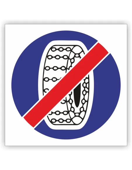 Znak drogowy Tablica informacyjna C19 koniec nakazu używania łańcuchów przeciwpoślizgowych-znak nakazu 60x60 cm