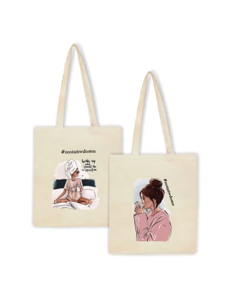 Eko Torba z nadrukiem napis PREZENT ZOSTAŃ W DOMU dla przyjaciółki siostry