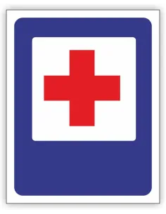 Znak drogowy Tablica informacyjna D22 Punkt opatrunkowy -znak informacyjny 60x60 cm