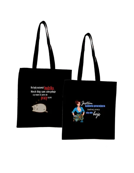 Eko Torba z nadrukiem NIE BĘDĘ NASTAWIAŁ BUDZIKA