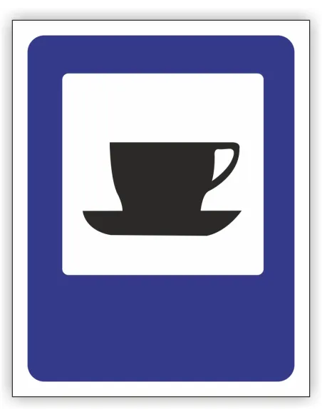 Znak drogowy Tablica informacyjna D27 bufet lub kawiarnia -znak informacyjny 60x60 cm