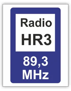 Znak drogowy Tablica informacyjna D34a informacja radiowa o ruchu drogowym -znak informacyjny 40x40 cm