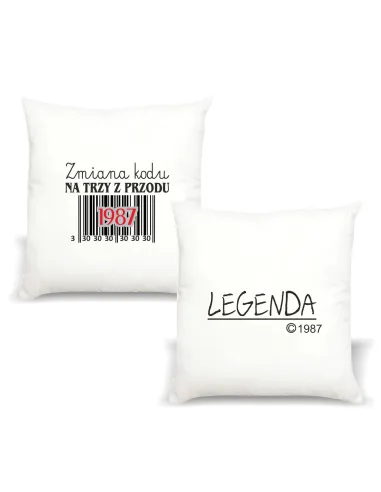 Poduszka z nadrukiem PREZENT na urodziny ZMIANA KODU