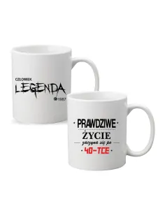 Kubek z nadrukiem PREZENT na urodziny CZŁOWIEK LEGENDA ROK