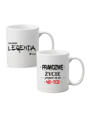 Kubek z nadrukiem PREZENT na urodziny CZŁOWIEK LEGENDA ROK