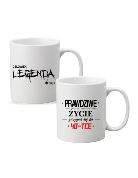 Kubek z nadrukiem PREZENT na urodziny CZŁOWIEK LEGENDA ROK
