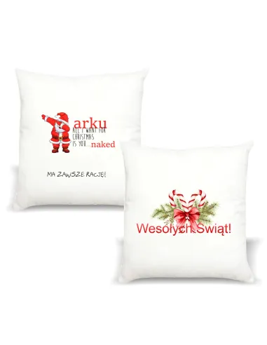Poduszka z nadrukiem PREZENT na Mikołajki Boże Narodzenie WESOŁYCH ŚWIĄT