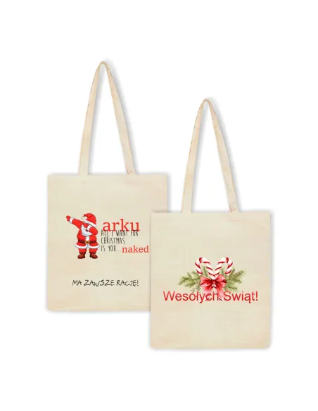 Eko Torba z nadrukiem PREZENT WESOŁYCH ŚWIĄT prezent na Święta Mikołajki