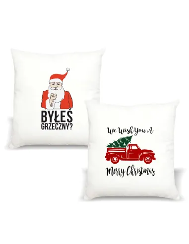 Poduszka z nadrukiem PREZENT BYŁEŚ GRZECZNY prezent na Święta dla Faceta