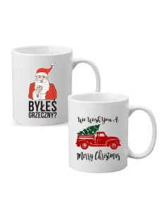 Kubek Świąteczny prezent z nadrukiem napis PREZENT BYŁEŚ GRZECZNY
