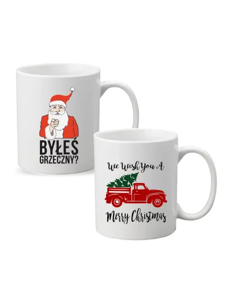 Kubek Świąteczny prezent z nadrukiem napis PREZENT BYŁEŚ GRZECZNY