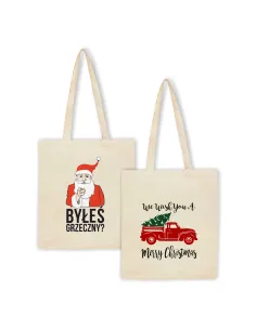 Eko Torba Prezent na Święta Bożego Narodzenia Mikołajki z nadrukiem PREZENT BYŁEŚ GRZECZNY