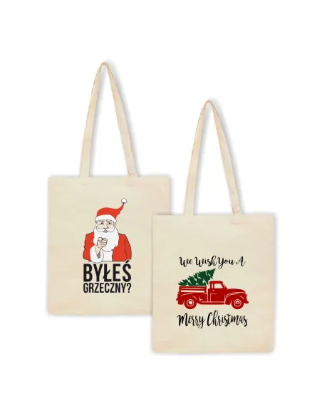 Eko Torba Prezent na Święta Bożego Narodzenia Mikołajki z nadrukiem PREZENT BYŁEŚ GRZECZNY