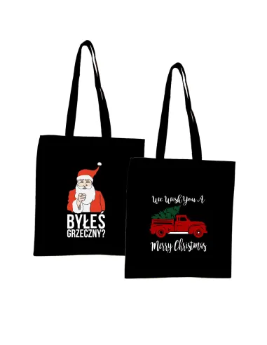 Eko Torba z nadrukiem PREZENT MERRY CHRISTMAS Mikołajki Święta Choinka