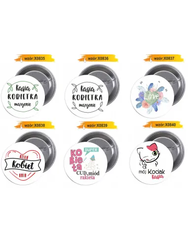 Przypinki buttony DZIEŃ KOBIET  znaczki badziki z grafiką