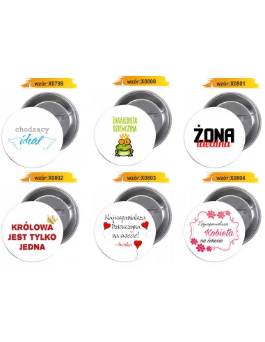 Przypinki buttony DZIEŃ KOBIET  znaczki badziki z grafiką