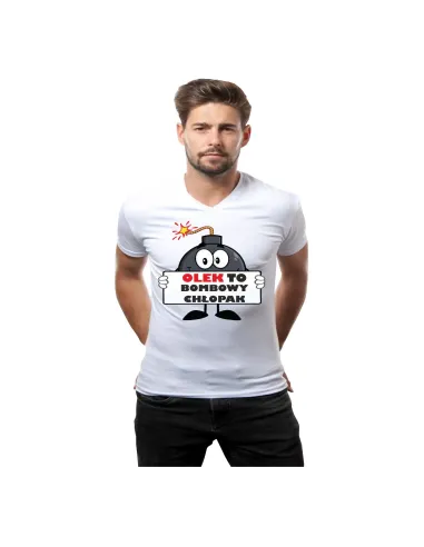 Koszulka z nadrukiem imię to bombowy chłopak prezent dla chłopaka