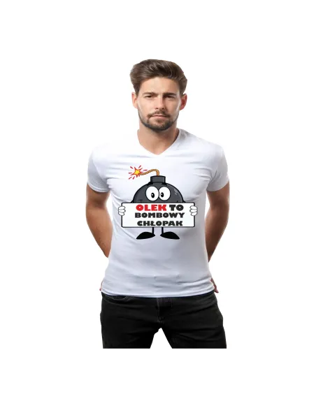 Koszulka z nadrukiem imię to bombowy chłopak prezent dla chłopaka