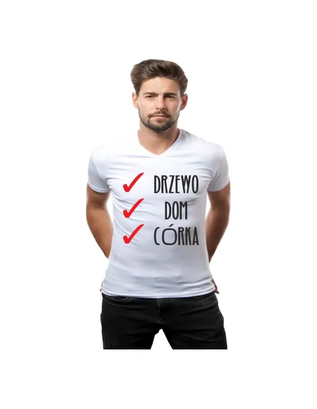 Koszulka prezent dla ojca z nadrukiem drzewo dom córka