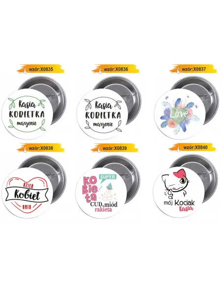 Przypinki buttony DZIEŃ KOBIET  znaczki badziki z grafiką