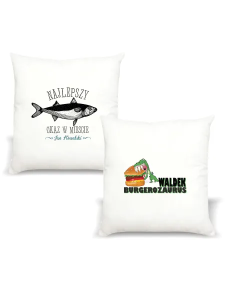 Poduszka z imieniem napis PREZENT BURGEROZAURUS