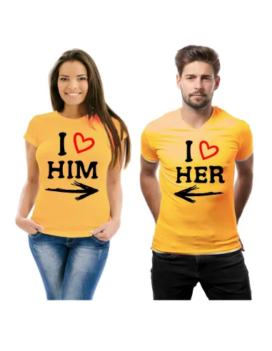 Koszulka z nadrukiem zestaw dla par I love him I love her