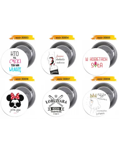 Przypinki buttony DZIEŃ KOBIET  znaczki badziki z grafiką