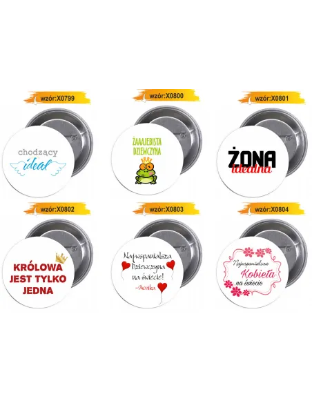 Przypinki buttony DZIEŃ KOBIET  znaczki badziki z grafiką