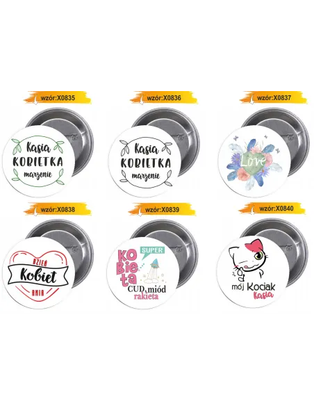 Przypinki buttony DZIEŃ KOBIET  znaczki badziki z grafiką