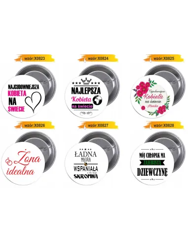 Przypinki buttony DZIEŃ KOBIET  znaczki badziki z grafiką