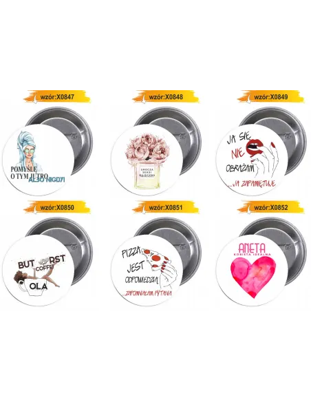 Przypinki buttony DZIEŃ KOBIET  znaczki badziki z grafiką