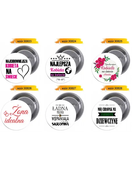Przypinki buttony DZIEŃ KOBIET  znaczki badziki z grafiką