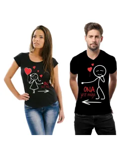 Koszulka z nadrukiem zestaw dla par on jest mój ona jest moja