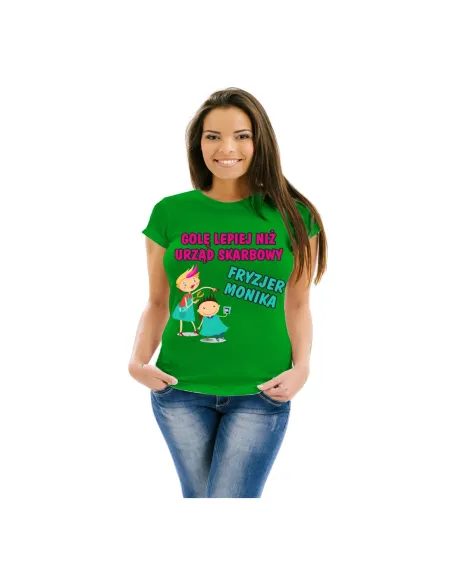 Koszulka z nadrukiem golę lepiej niż urząd skarbowy fryzjer imię