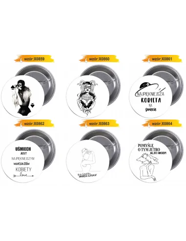 Przypinki buttony DZIEŃ KOBIET  znaczki badziki z grafiką