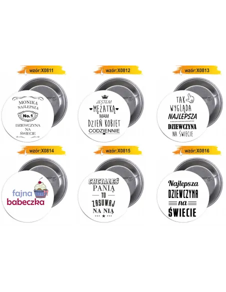 Przypinki buttony DZIEŃ KOBIET  znaczki badziki z grafiką