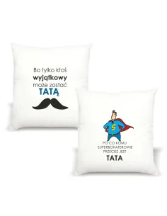 Poduszka nadrukiem PREZENT DZIEŃ TATY SUPERBOHATER