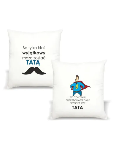 Poduszka nadrukiem PREZENT DZIEŃ TATY SUPERBOHATER