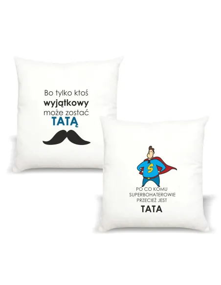 Poduszka nadrukiem PREZENT DZIEŃ TATY SUPERBOHATER