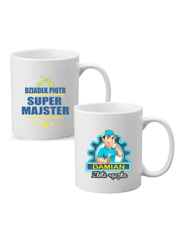 Kubek z imieniem DZIADEK SUPER MAJSTER prezen na Dzień Dziadka