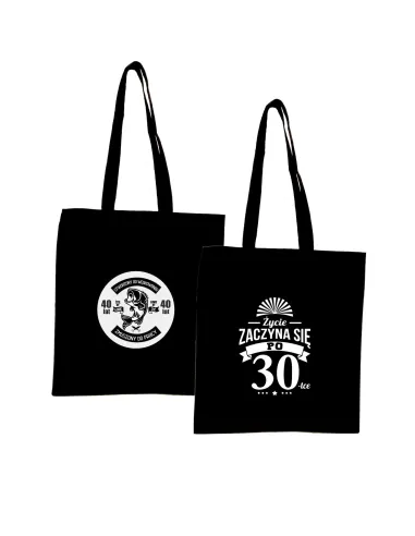 Eko Torba z nadrukiem ŻYCIE ZACZYNA SIĘ PO 30-TCE prezent na urodziny