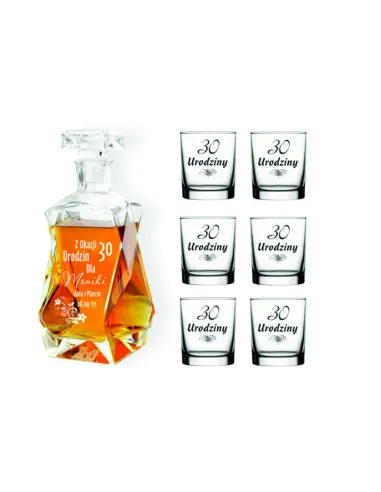 KARAFKA z grawerem + 6 szklanek PREZENT URODZINY